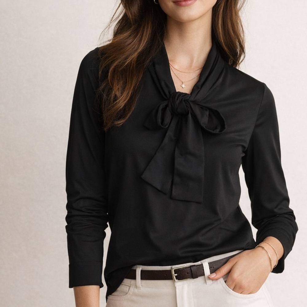 J. crew 365 tie neck long sleeve top ❤️